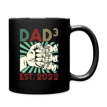 Triple Dad 3 Kids Papa Dad 2022 - Full Colour Mug - black - Right