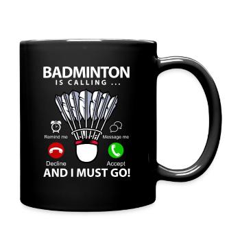 Lustiger Pickleball Badminton Federball - Tasse einfarbig - Schwarz - Rechts