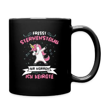 Fresst Sternenstaub Ich Heirate Dabbing Einhorn - Tasse einfarbig - Schwarz - Rechts