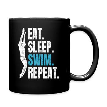 Eat Sleep Swim Repeat - Swimming Swimmers - Full Colour Mug - black - Right