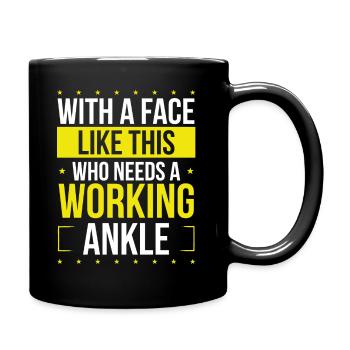 Funny Broken Ankle well soon Broken Ankle Warrior - Full Colour Mug - black - Right