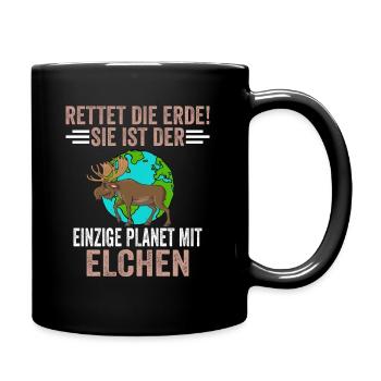 Umweltschutz Tierschutz Elch - Tasse einfarbig - Schwarz - Rechts