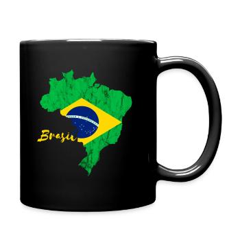Brasil Karte Brasilianische Flagge Brasilien Reise - Tasse einfarbig - Schwarz - Rechts