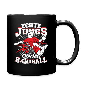 Echte Jungs Spielen Handball Handballer Geschenk - Tasse einfarbig - Schwarz - Rechts