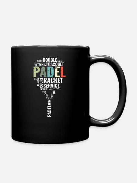 Vintage Padel Wordcloud Padel Racket - Full Colour Mug - black