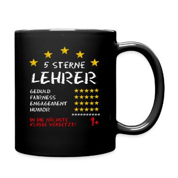 Lehrer Zeugnis Spruch 5 Sterne Lehrer - Tasse einfarbig - Schwarz - Rechts