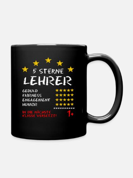 Lehrer Zeugnis Spruch 5 Sterne Lehrer - Tasse einfarbig - Schwarz