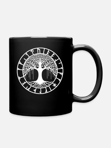 Yggdrasil Lebensbaum Wikinger Runen nordisch - Tasse einfarbig - Schwarz