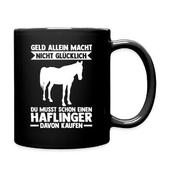 Reitstall Pferd Haflinger Reiten Pferde - Tasse einfarbig - Schwarz - Rechts