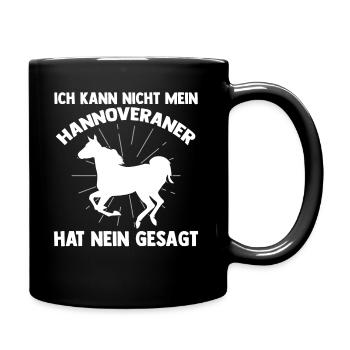 Reitstall Reiten Pferd Hannoveraner - Tasse einfarbig - Schwarz - Rechts