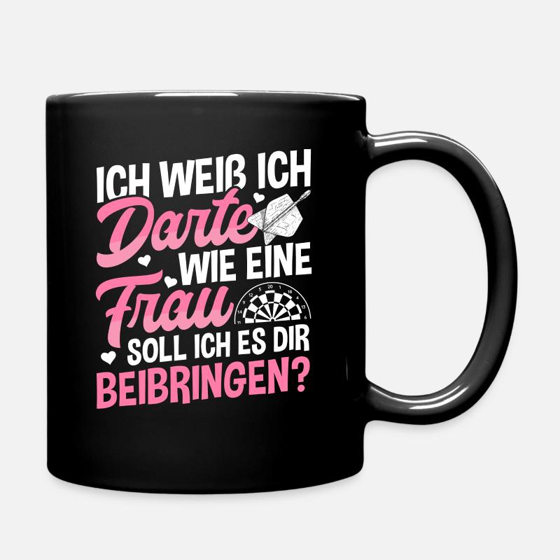 Darts Dartboard Dartpfeile Frauen Dart Geschenk - Tasse einfarbig - Schwarz