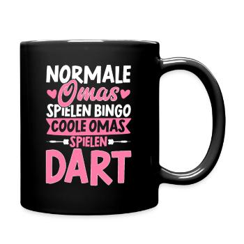 Coole Omas Spielen Dart Geschenk Darts Dartscheibe - Tasse einfarbig - Schwarz - Rechts