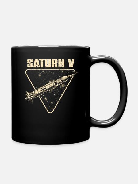 Saturn V Rakete - Tasse einfarbig - Schwarz