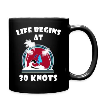 Life begins at 30 knots - Mug uni - noir - Droite