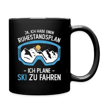 Ruhestand Rente Rentner Ski fahren Berge Geschenk - Tasse einfarbig - Schwarz - Rechts