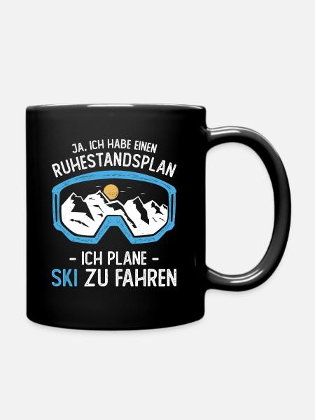 Ruhestand Rente Rentner Ski fahren Berge Geschenk - Tasse einfarbig - Schwarz