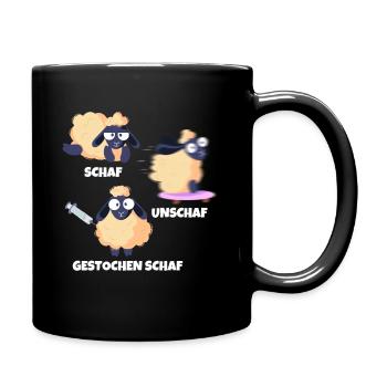 Schaf Unschaf Gestochen Schaf Wortspiel - Tasse einfarbig - Schwarz - Rechts
