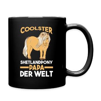 Pferde Papa Vater Vatertag Shetlandpony Pferd Rei - Tasse einfarbig - Schwarz - Rechts