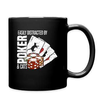 Poker players easily distracted by poker and cats - Full Colour Mug - black - Right