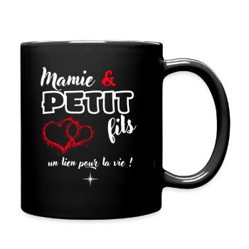Cadeau grand mère et petit fils - Super mamie mamy - Mug uni - noir - Droite