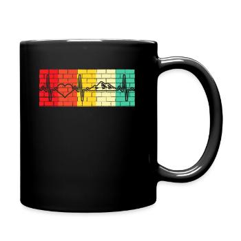 Berg Berge Herzschlag Retro - Tasse einfarbig - Schwarz - Rechts