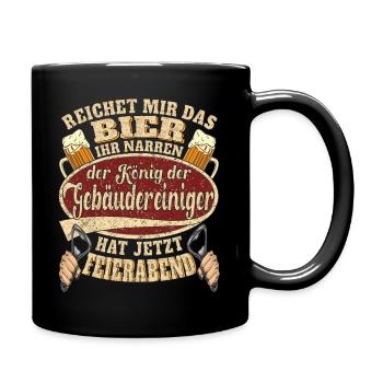 Gebäudereiniger Bier Feierabend - Tasse einfarbig - Schwarz - Rechts