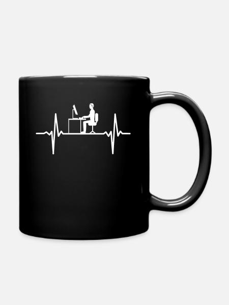 Herzschlag Computer Programmierer Büro Zocker Puls - Tasse einfarbig - Schwarz