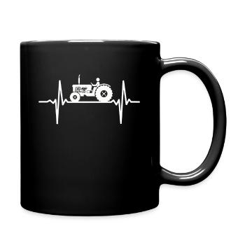 Heartbeat Tractor Tractor Farmer ECG Pulse - Full Colour Mug - black - Right