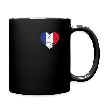 Frankreich Herz Flagge France Patriot Fan - Tasse einfarbig - Schwarz - Rechts