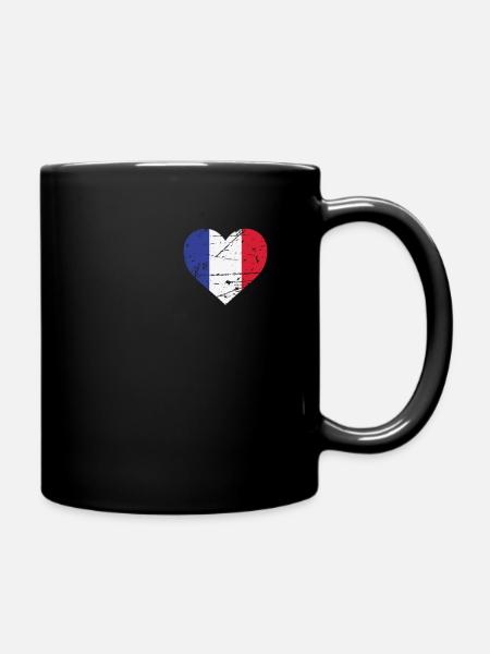 France Heart Flag France Patriot Fan - Mug uni - noir