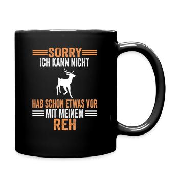 Rehliebhaber Rehe Reh - Tasse einfarbig - Schwarz - Rechts