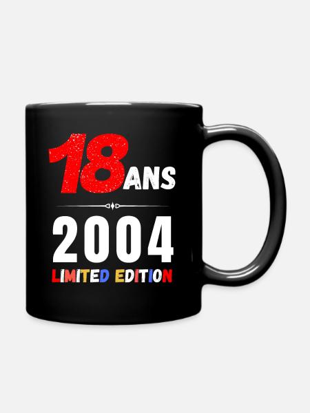 Cadeau Anniversaire 18 ans édition limitée 2004 - Mug uni - noir