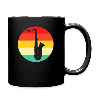 Saxophon Retro - Tasse einfarbig - Schwarz - Rechts