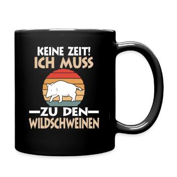 Wildschwein - Tasse einfarbig - Schwarz - Rechts
