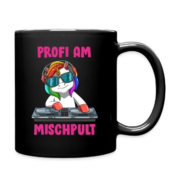 Süßes Einhorn DJ - Mädchen Frauen Festival Techno - Tasse einfarbig - Schwarz - Rechts