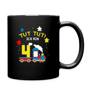 Ich bin 4 Zug Tut Tut 4 Jahre alt 4. Geburtstag - Tasse einfarbig - Schwarz - Rechts