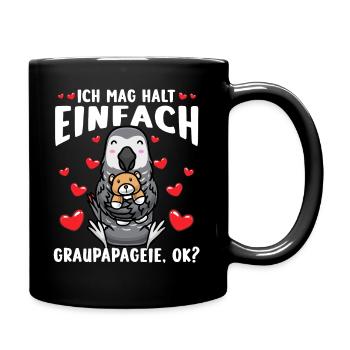 Graupapagei Kuscheltier Kawaii Herz Vogel Kongo - Tasse einfarbig - Schwarz - Rechts