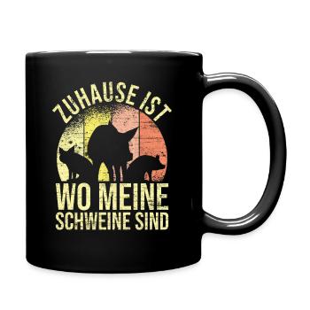 Zuhause ist wo meine Schweinchen sind - Tasse einfarbig - Schwarz - Rechts