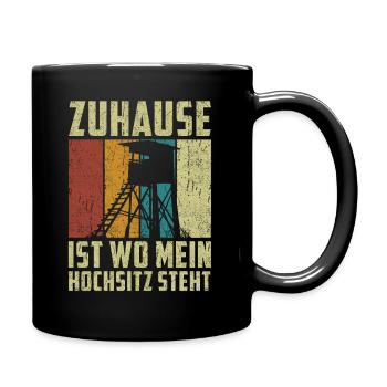 Zuhause ist wo mein Hochsitz steht - Tasse einfarbig - Schwarz - Rechts