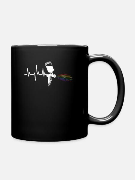 Herzschlag Lackierer Puls Lackierpistole - Tasse einfarbig - Schwarz
