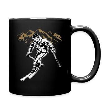 Ski Ski fahren Schi Wintersport Geschenk - Tasse einfarbig - Schwarz - Rechts