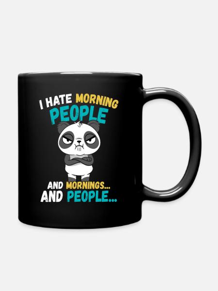 Panda Lustige Tiere Sprüche - Tasse einfarbig - Schwarz