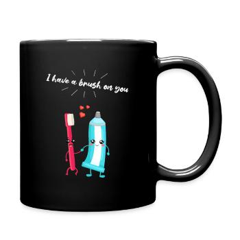 Zahnbürste & Zahnpasta Paar Geschenk für Zahnärzte - Tasse einfarbig - Schwarz - Rechts