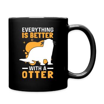 Alles ist besser mit Otter Fischotter Seeotter - Tasse einfarbig - Schwarz - Rechts