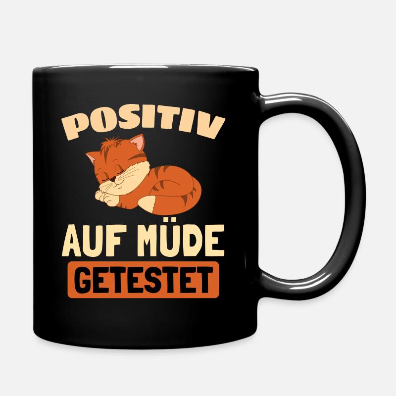 Schlafanzug Katzen Pyjama Positiv Auf Müde - Tasse einfarbig - Schwarz