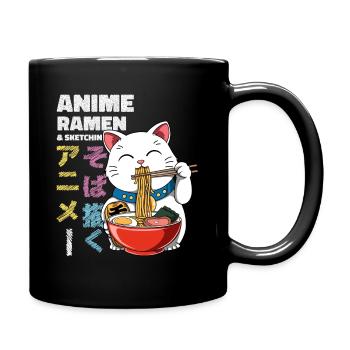 Anime Ramen und Skizzieren - Otaku Lucky Cat - Tasse einfarbig - Schwarz - Rechts