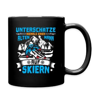 Skifahren Alter Mann auf Skiern - Tasse einfarbig - Schwarz - Rechts