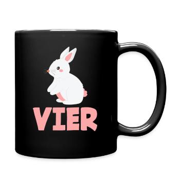 4. Geburtstag Mädchen 4 Jahre Kaninchen Hase - Tasse einfarbig - Schwarz - Rechts