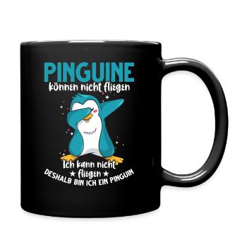 Pinguin lustiger Spruch Dab Dabbing Tanz - Tasse einfarbig - Schwarz - Rechts