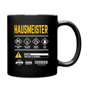 Hausmeister Gebrauchsanweisung - Tasse einfarbig - Schwarz - Rechts